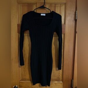 Meshki Black Ribbed Bodycon Dress